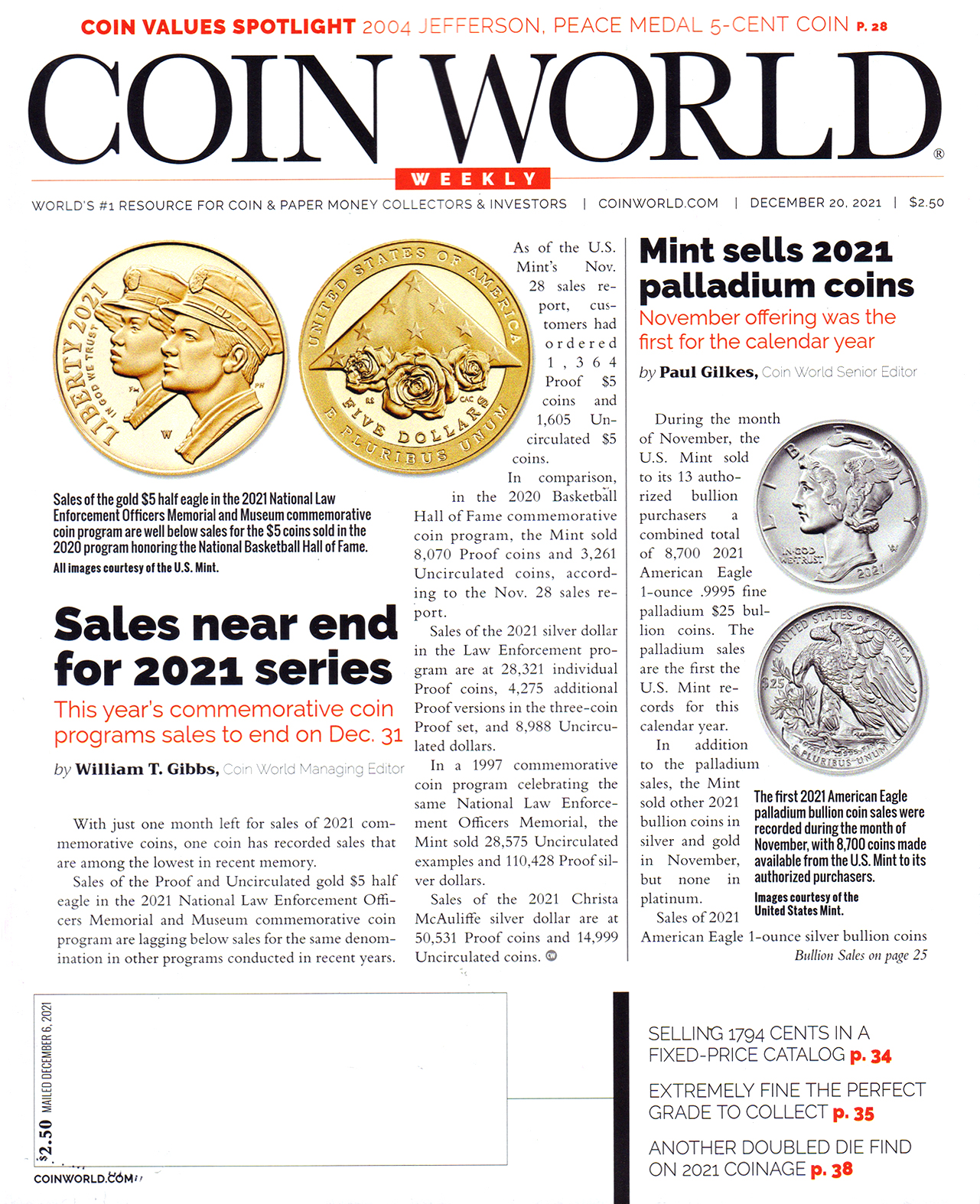 Coin-World-Weekly December 20, 2021 Issue Cover