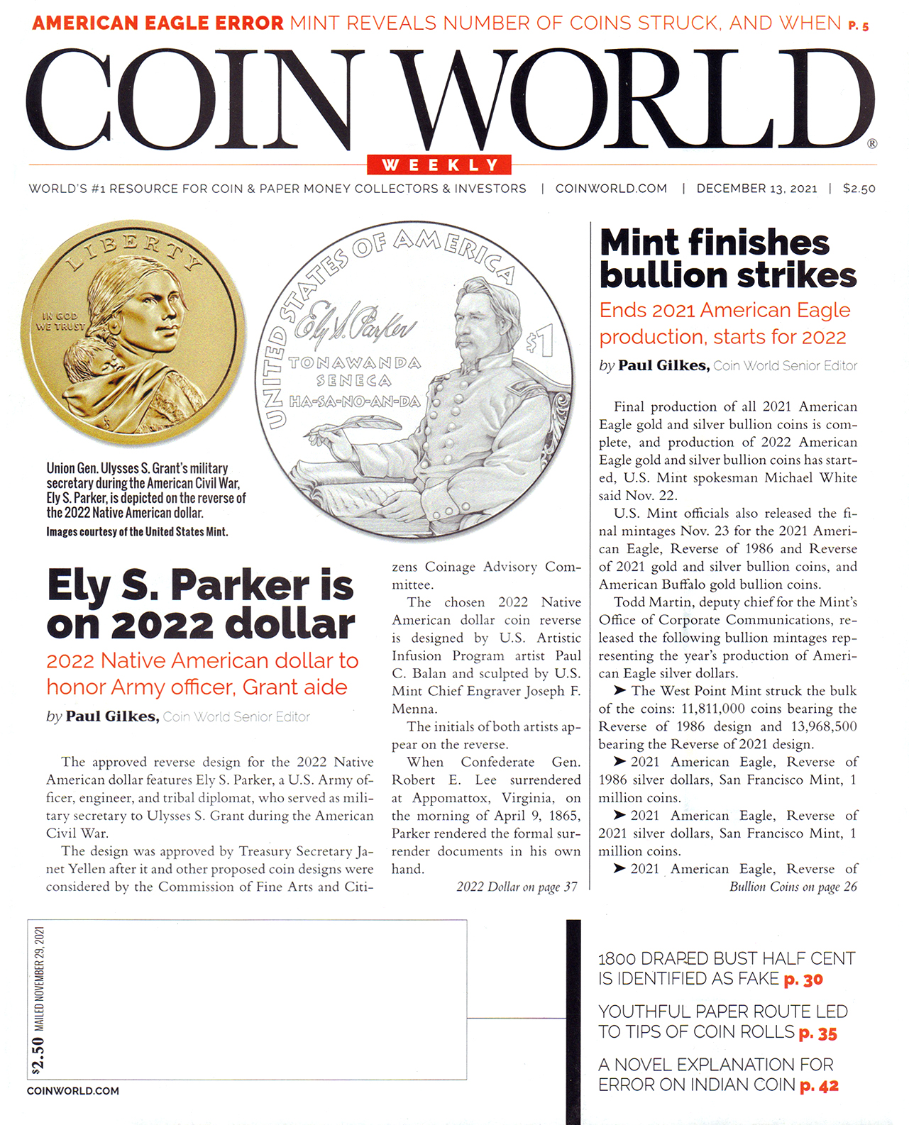 Coin-World-Weekly December 13, 2021 Issue Cover