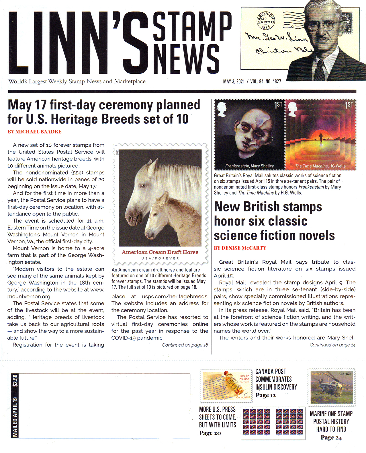 linns-stamp-news-weekly May 03, 2021 Issue Cover