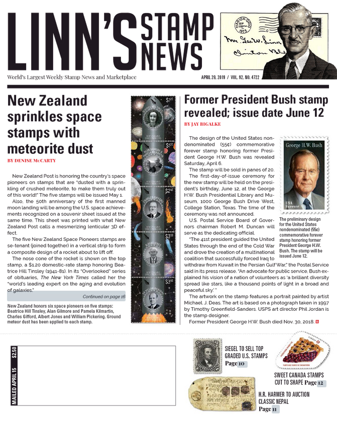Linns-Stamp-News-Weekly April 29, 2019 Issue Cover