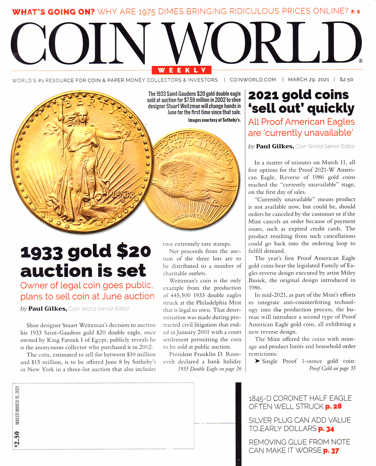 Coin-World-Weekly March 29, 2021 Issue Cover