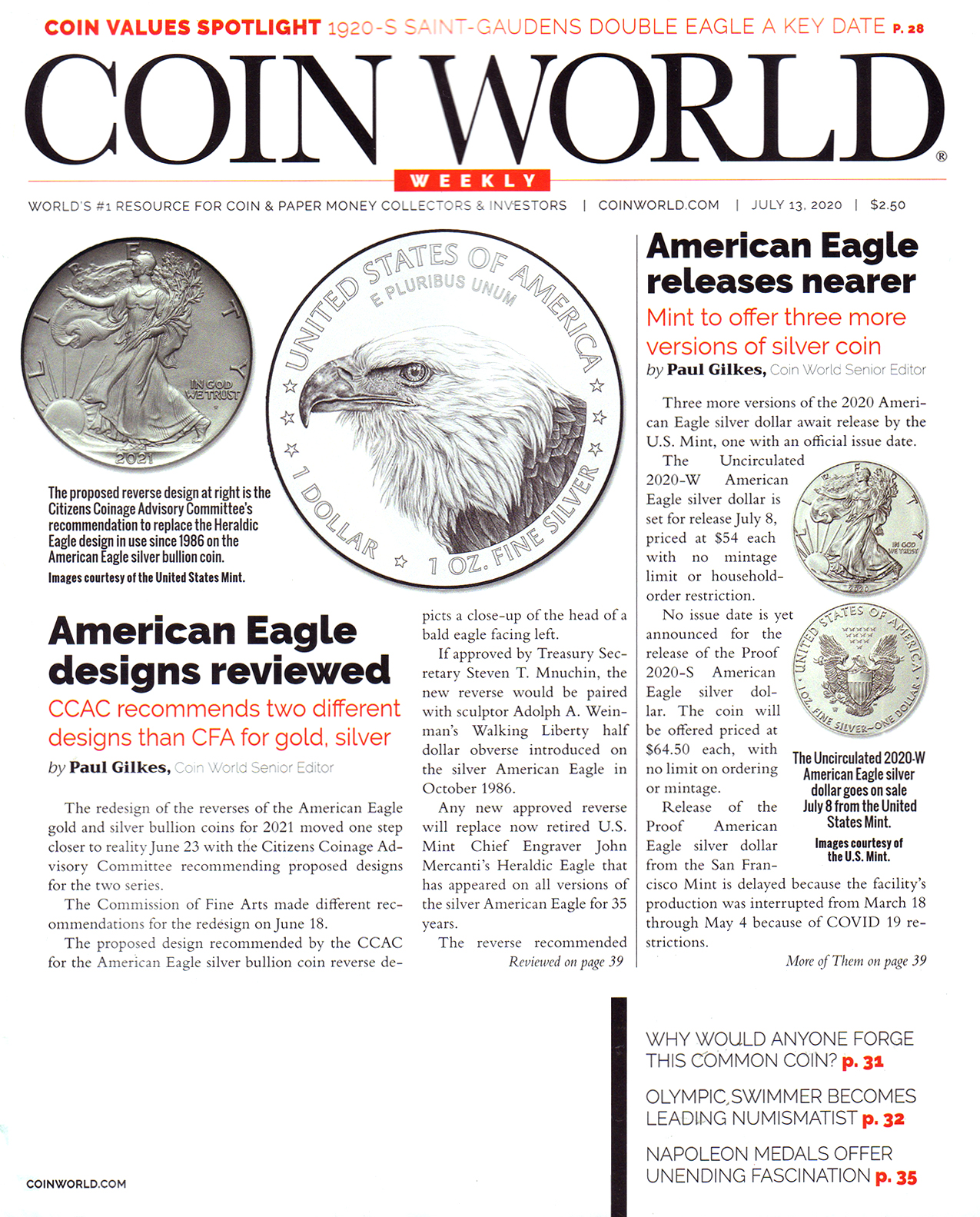 Coin-World-Weekly July 13, 2020 Issue Cover
