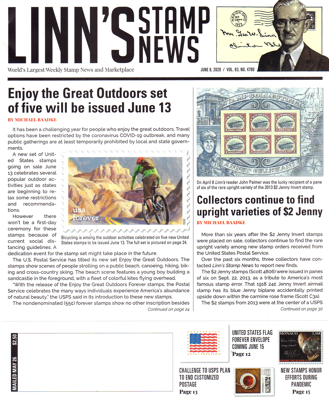 Linns-Stamp-News-Weekly June 08, 2020 Issue Cover