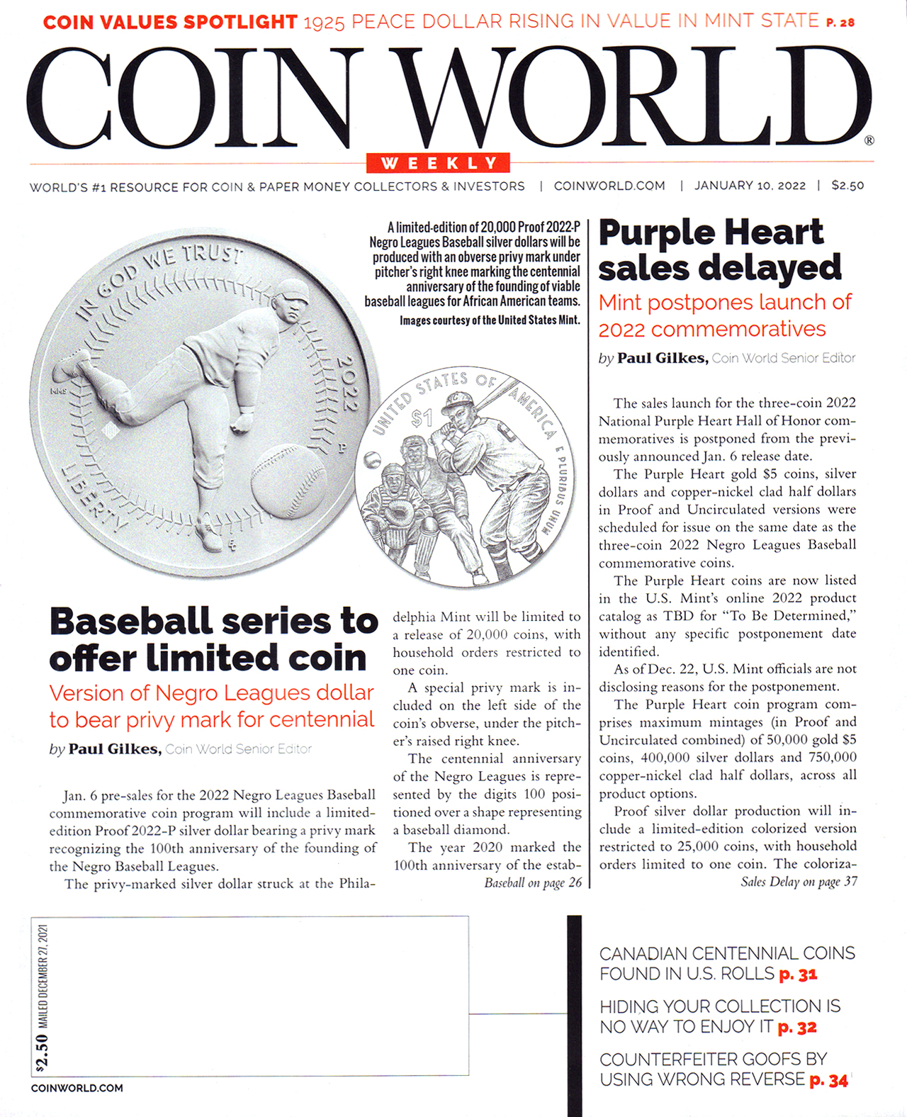 Coin-World-Weekly January 10, 2022 Issue Cover