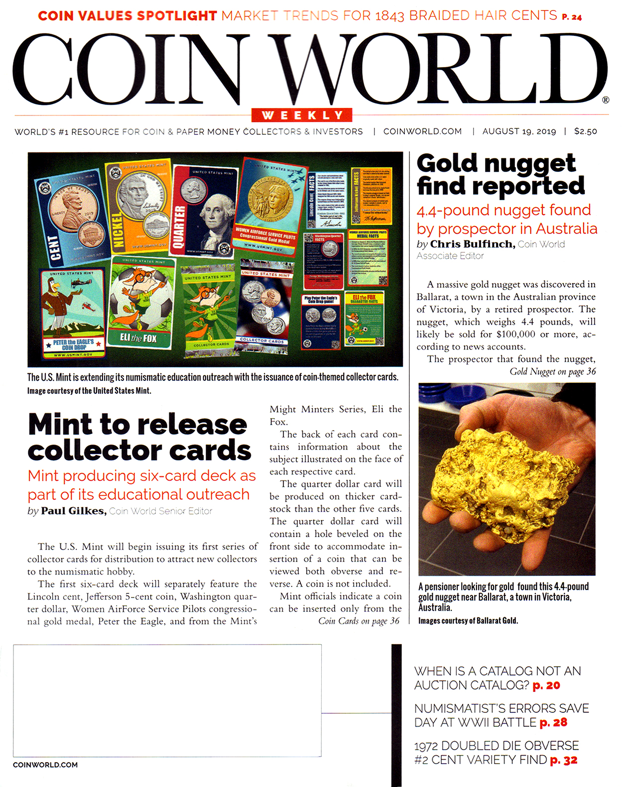 Coin-World-Weekly August 19, 2019 Issue Cover
