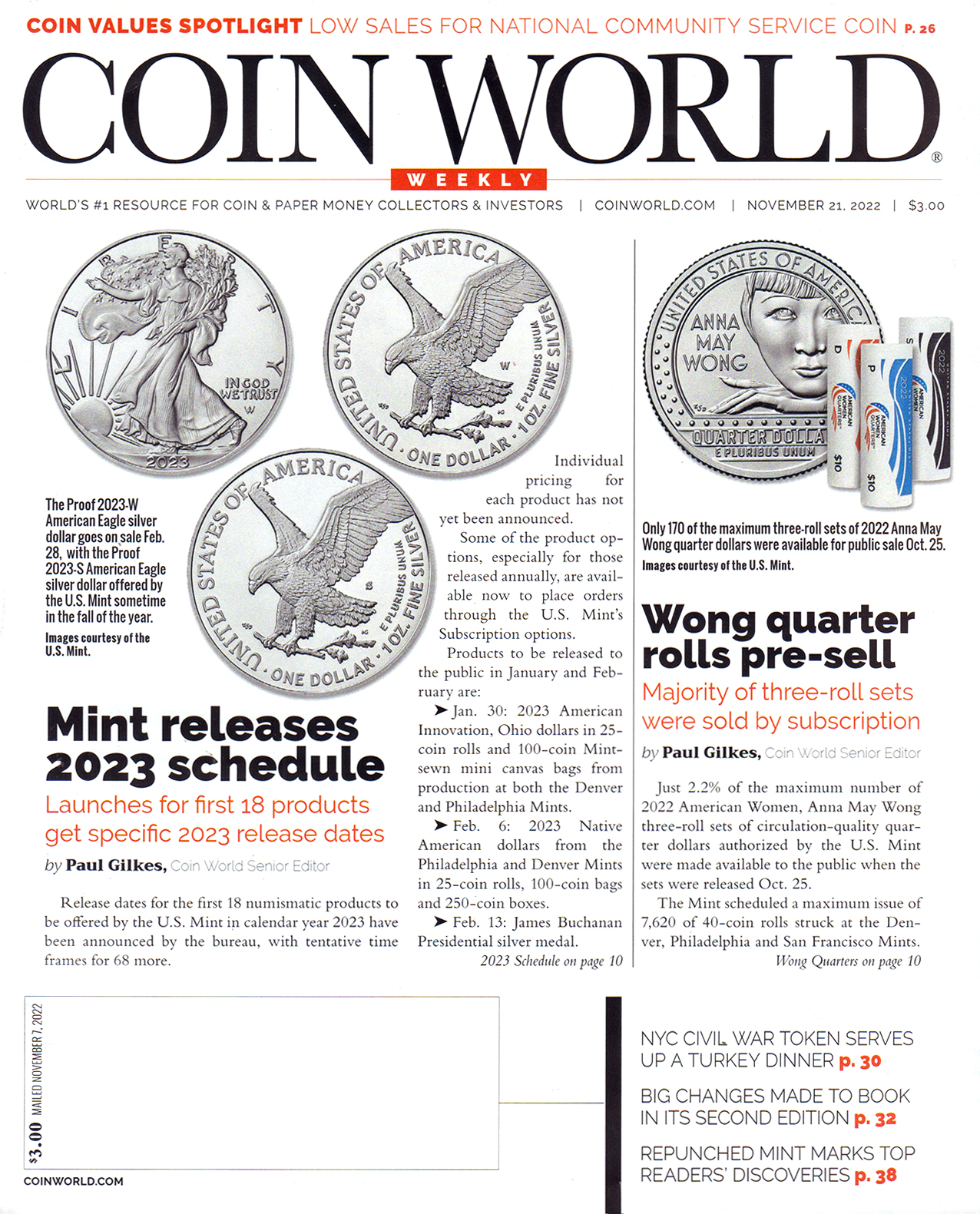 Coin-World-Weekly November 21, 2022 Issue Cover