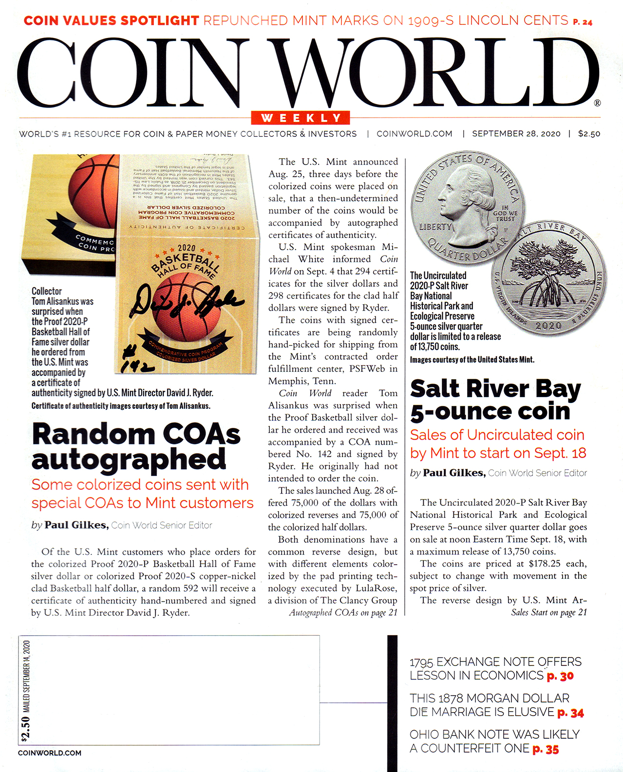Coin-World-Weekly September 28, 2020 Issue Cover