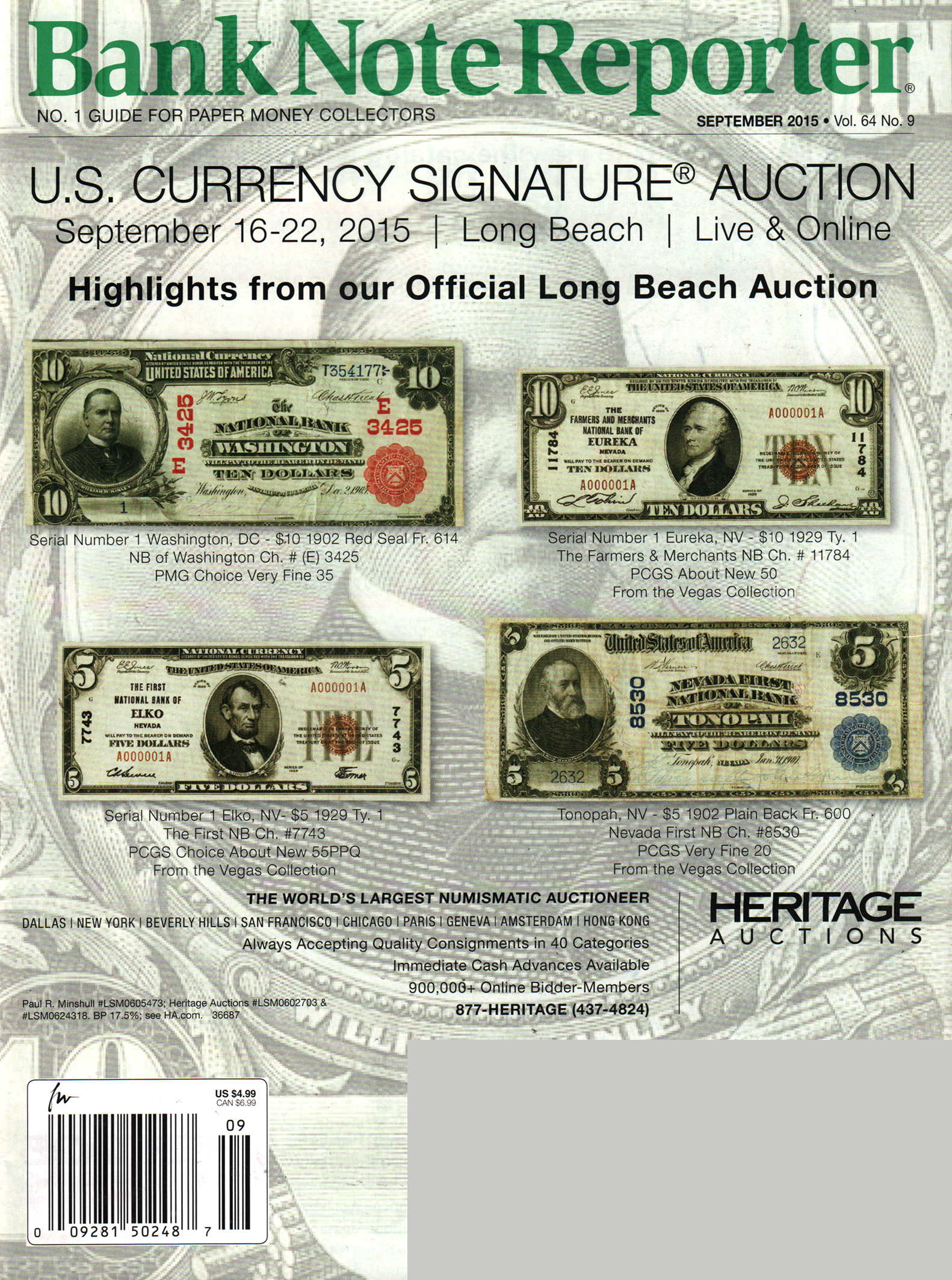 Bank-Note-Reporter September 01, 2015 Issue Cover