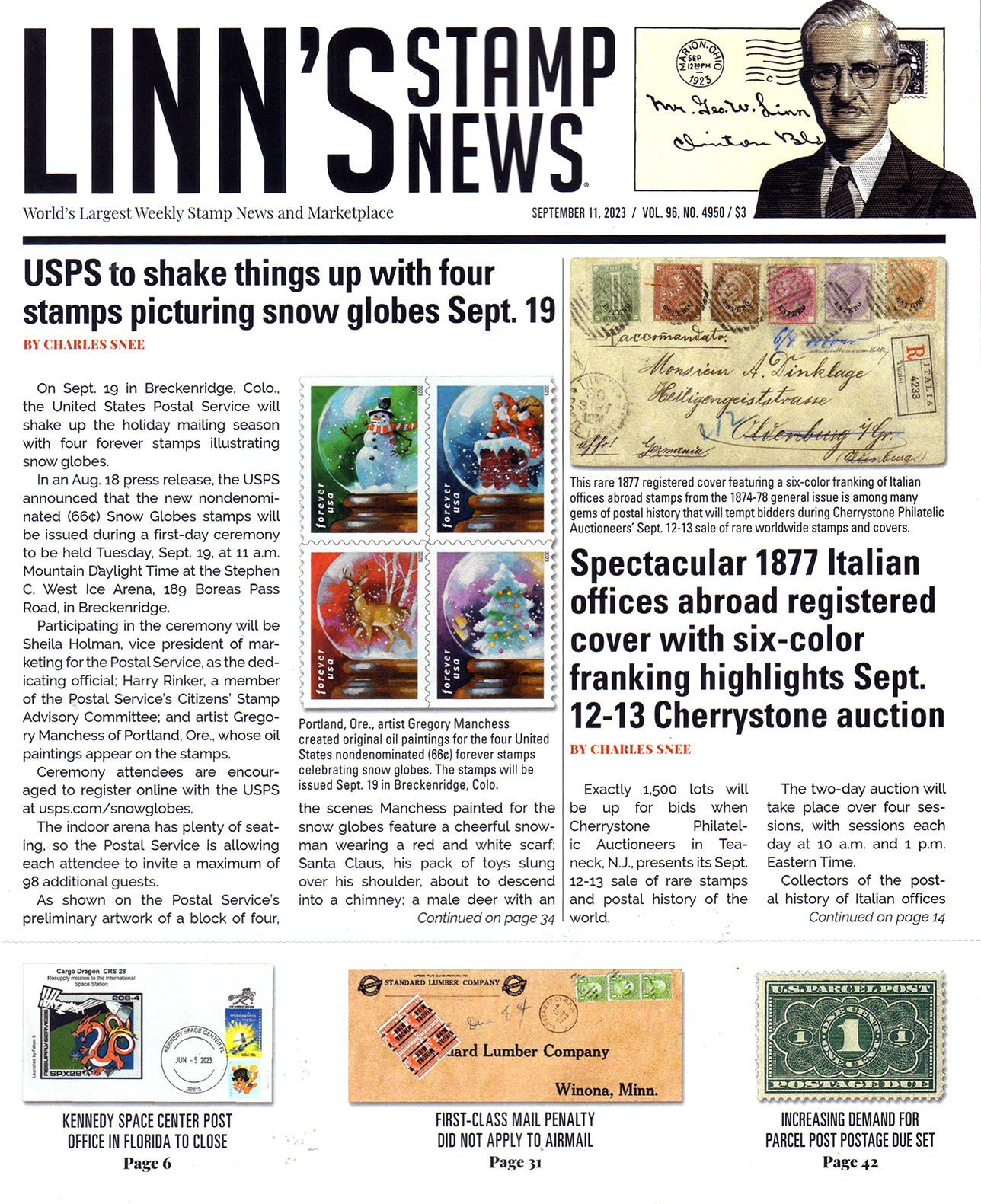 Linns-Stamp-News-Weekly September 11, 2023 Issue Cover