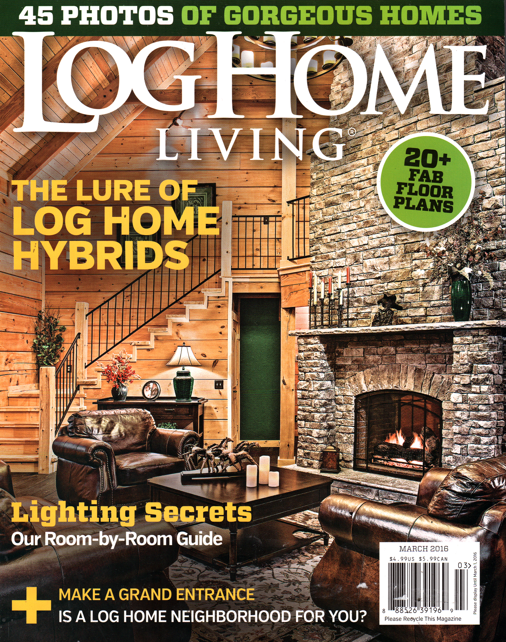 Log-and-Timber-Home-Living March 01, 2016 Issue Cover