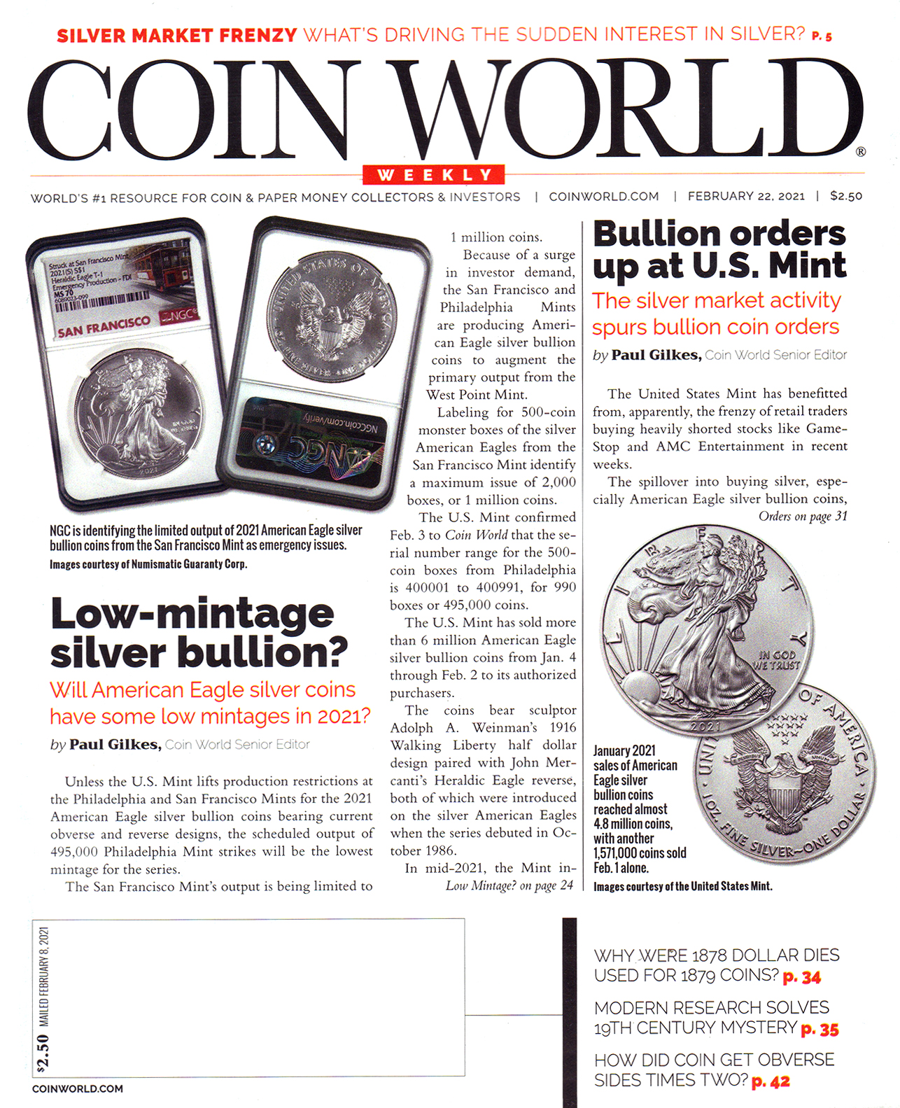 Coin-World-Weekly February 22, 2021 Issue Cover