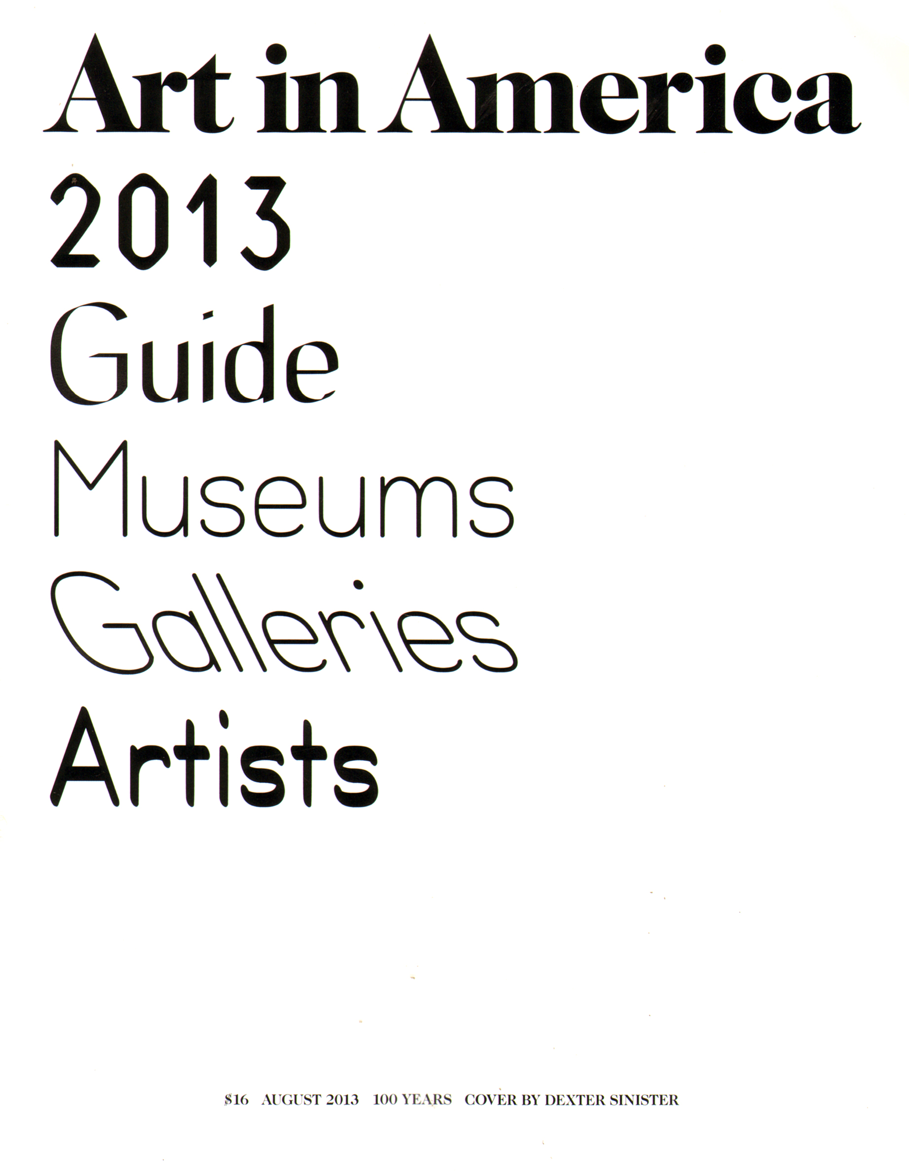 Art-in-America August 01, 2013 Issue Cover