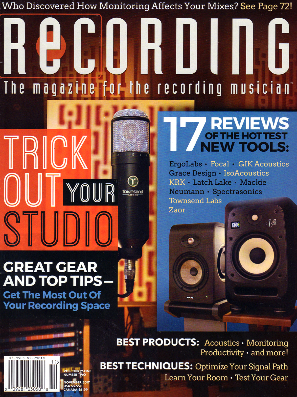 Recording-Magazine November 01, 2017 Issue Cover