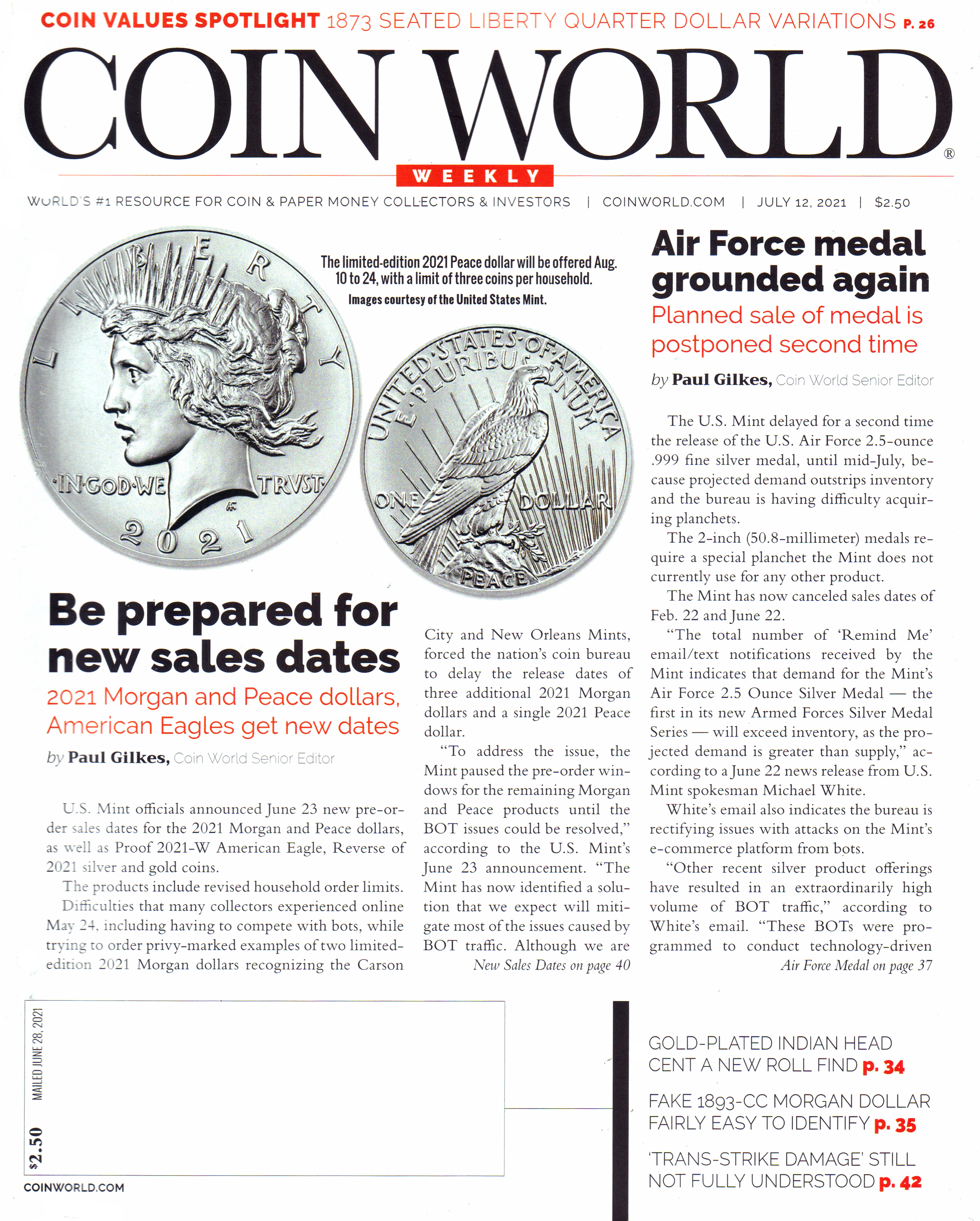 Coin-World-Weekly July 12, 2021 Issue Cover