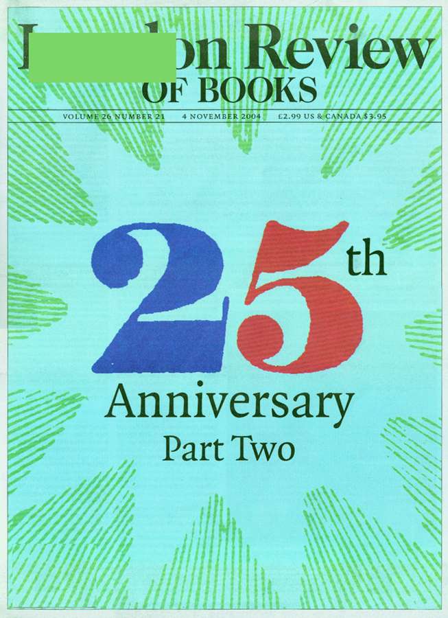 London-Review-Of-Books November 01, 2004 Issue Cover