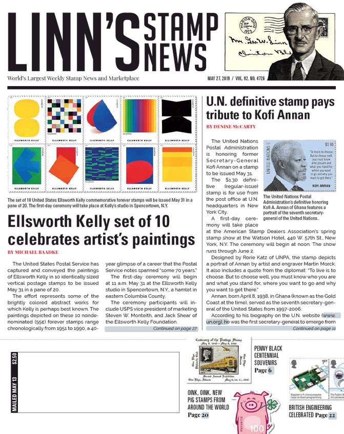 Linns-Stamp-News-Weekly May 27, 2019 Issue Cover