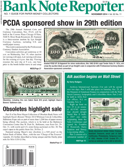 Bank-Note-Reporter November 01, 2014 Issue Cover