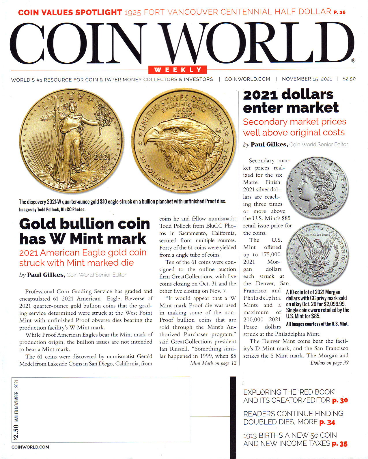Coin-World-Weekly November 15, 2021 Issue Cover