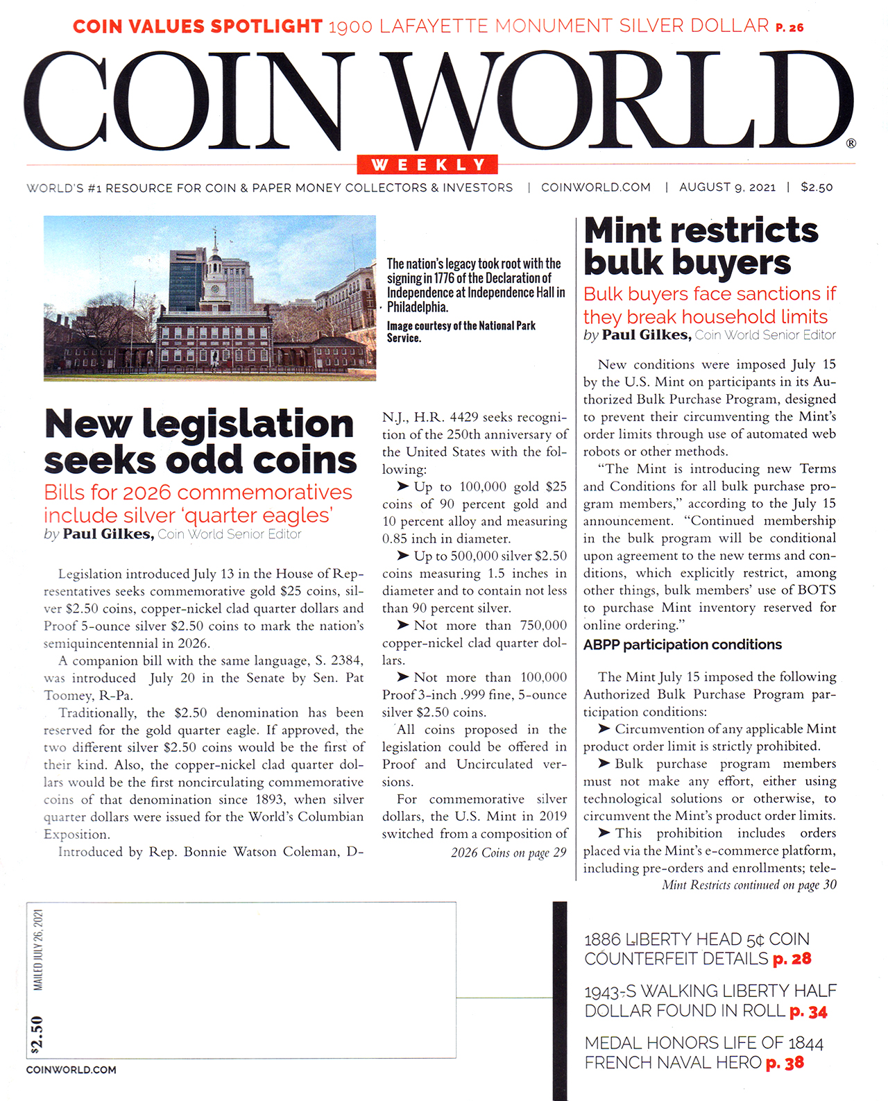 Coin-World-Weekly August 09, 2021 Issue Cover