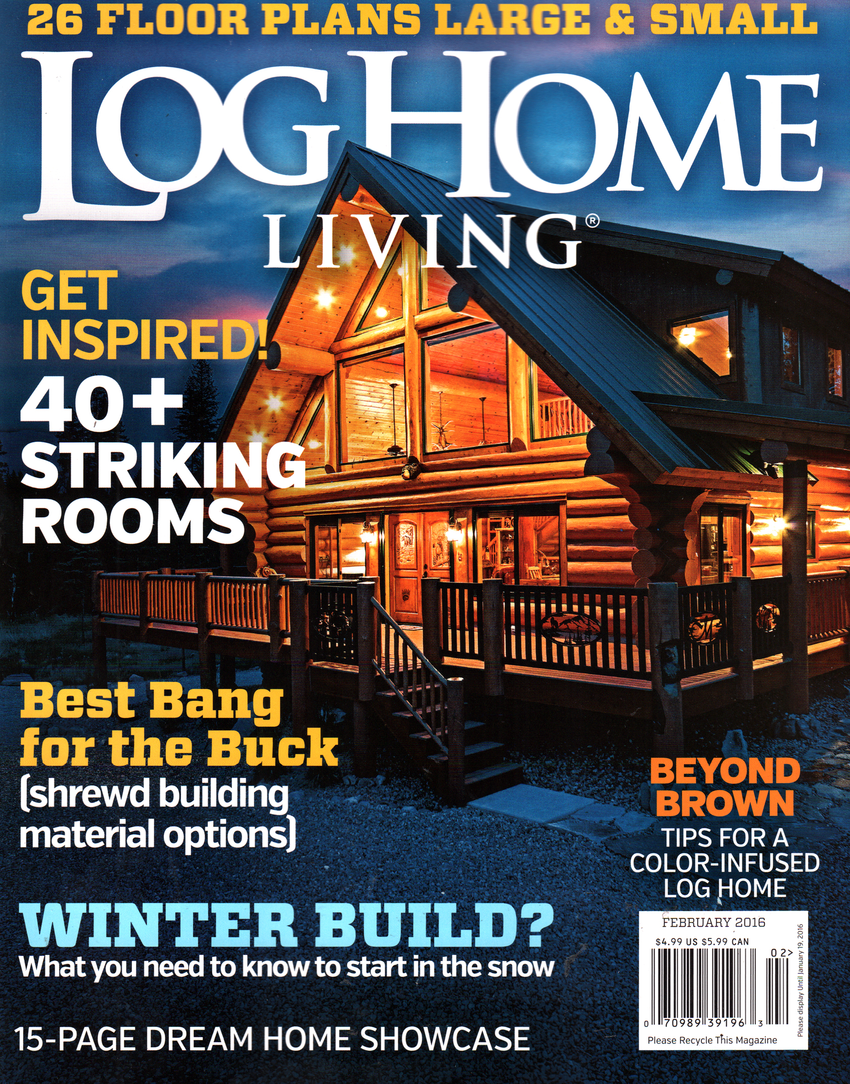 Log-and-Timber-Home-Living February 01, 2016 Issue Cover
