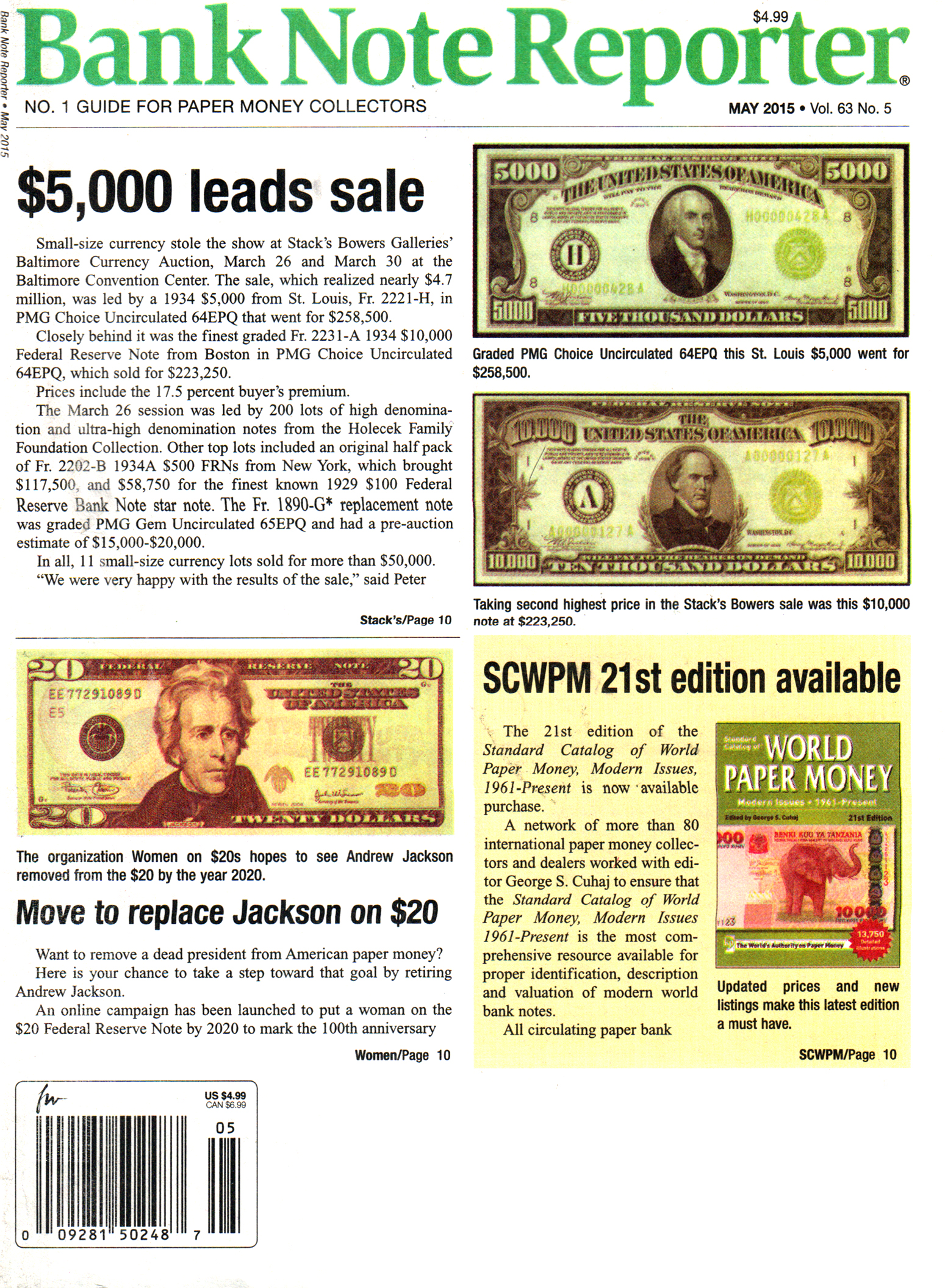 Bank-Note-Reporter May 01, 2015 Issue Cover
