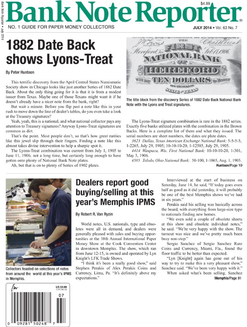 Bank-Note-Reporter July 01, 2014 Issue Cover