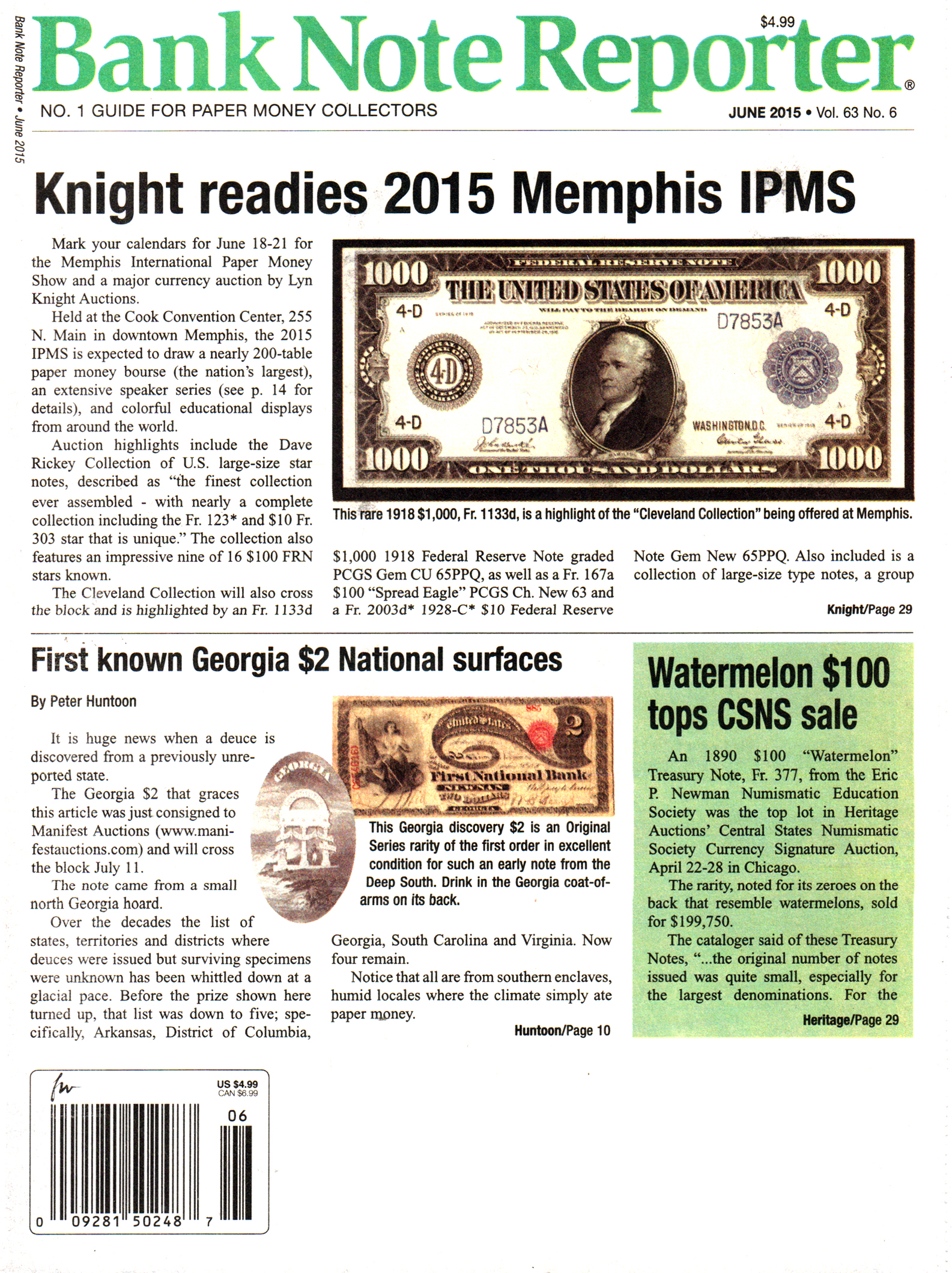 Bank-Note-Reporter June 01, 2015 Issue Cover