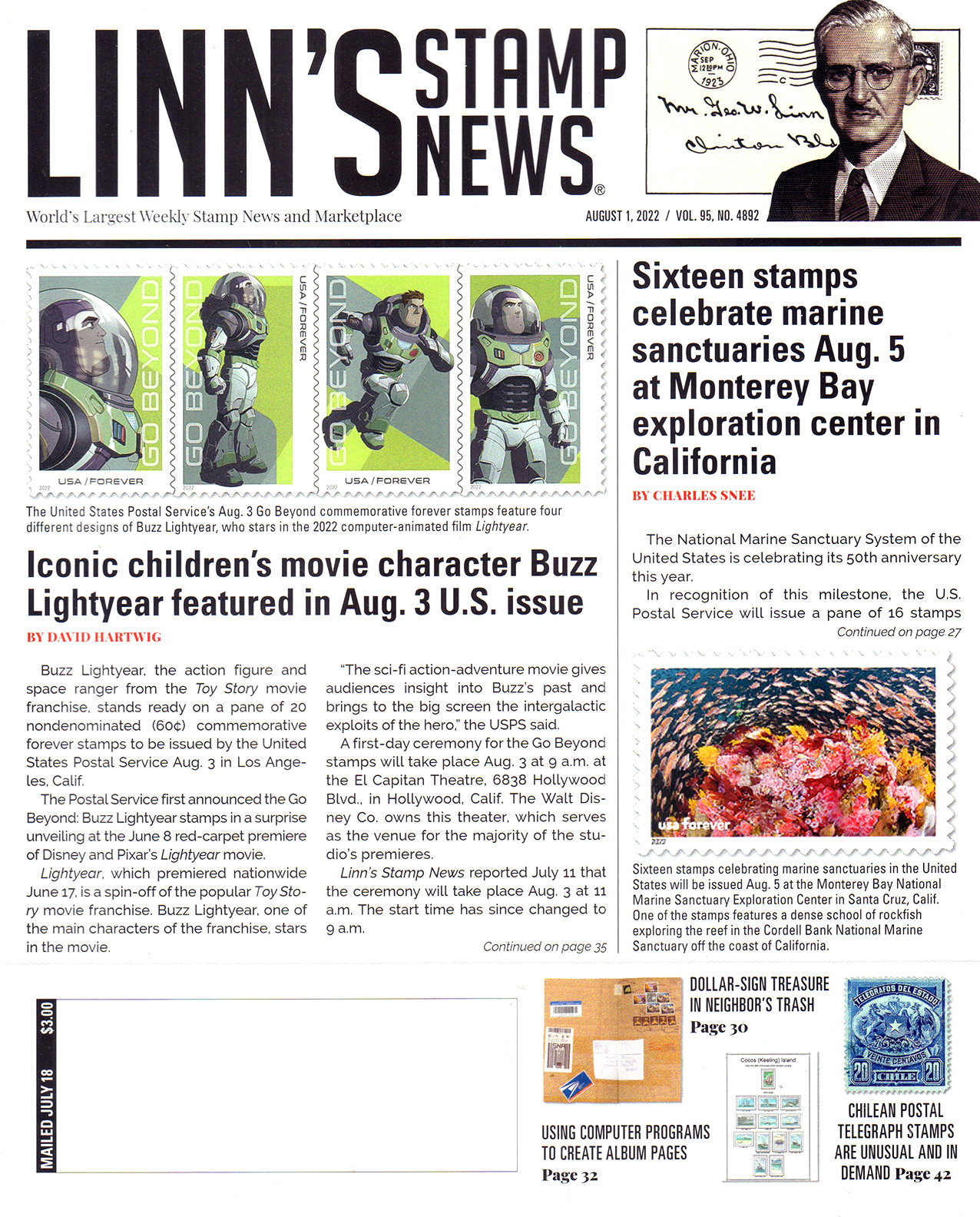 Linns-Stamp-News-Weekly August 01, 2022 Issue Cover