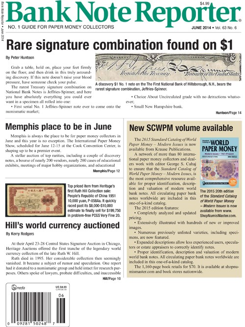 Bank-Note-Reporter June 01, 2014 Issue Cover