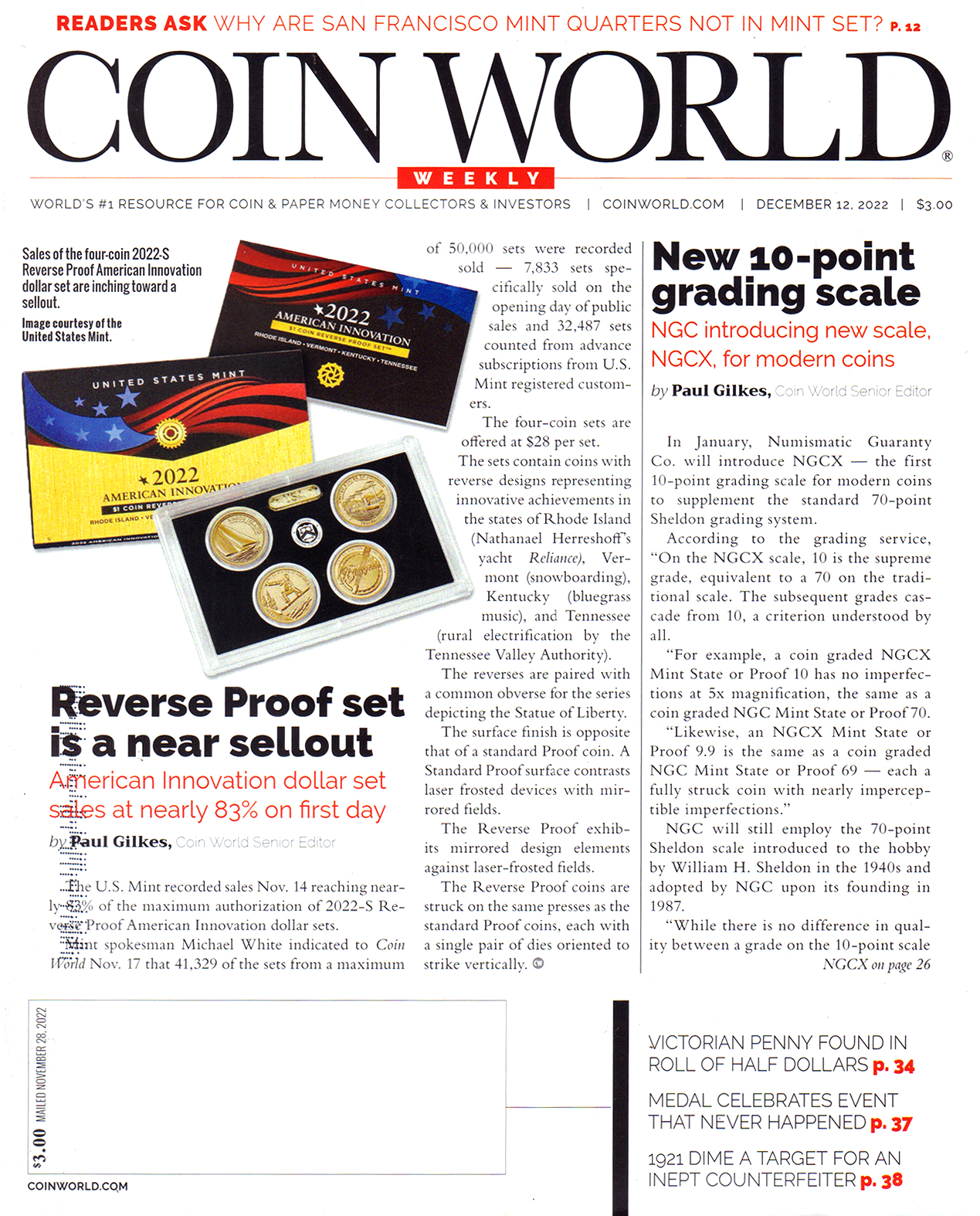 Coin-World-Weekly December 12, 2022 Issue Cover