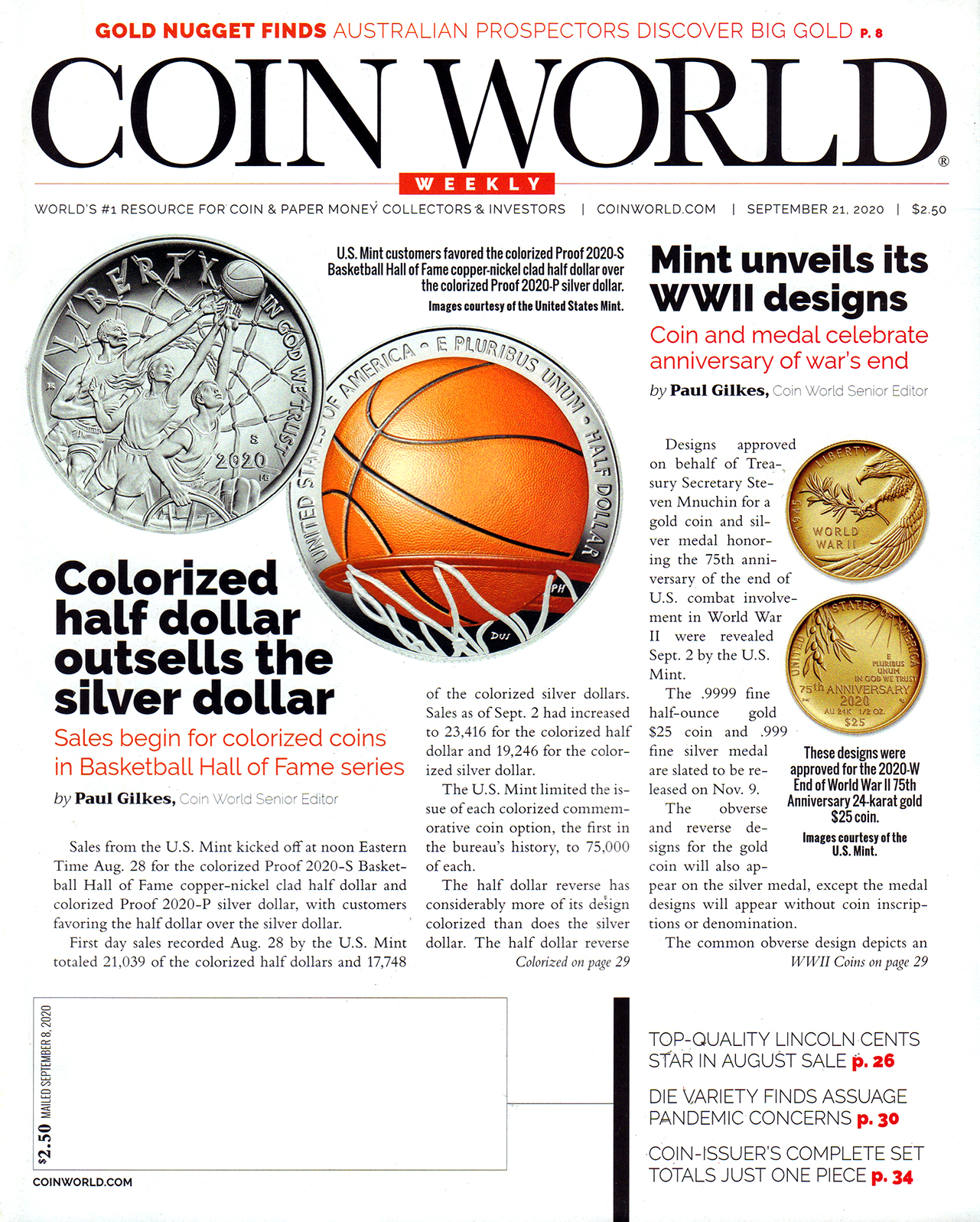Coin-World-Weekly September 21, 2020 Issue Cover