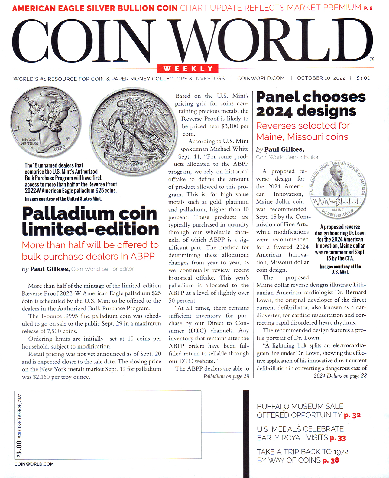 Coin-World-Weekly October 10, 2022 Issue Cover
