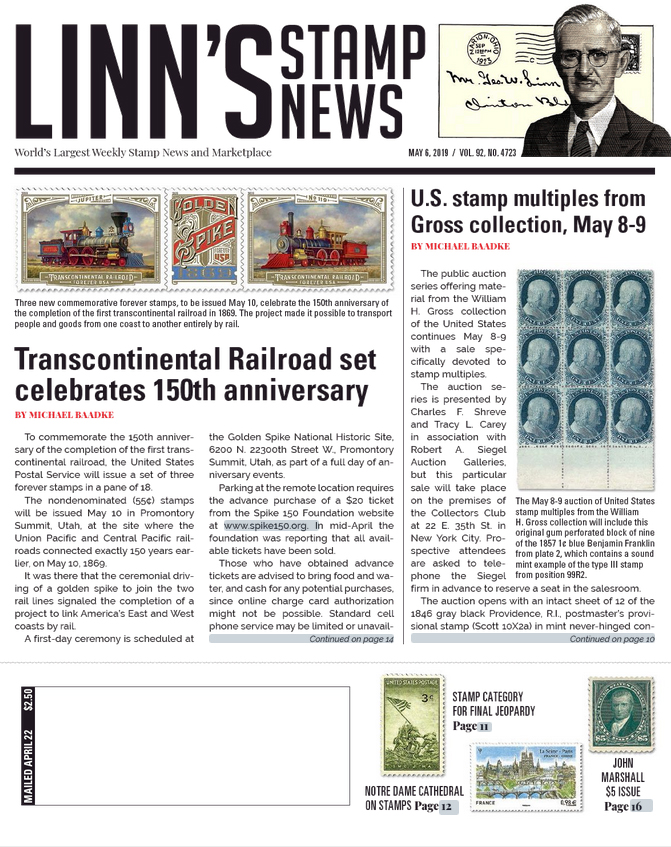 Linns-Stamp-News-Weekly May 06, 2019 Issue Cover