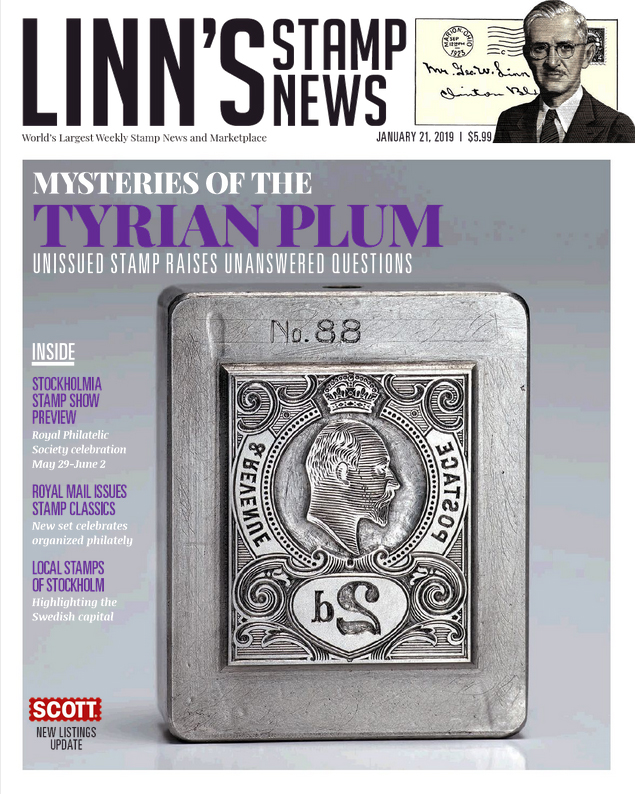 Linns-Stamp-News-Weekly January 21, 2019 Issue Cover