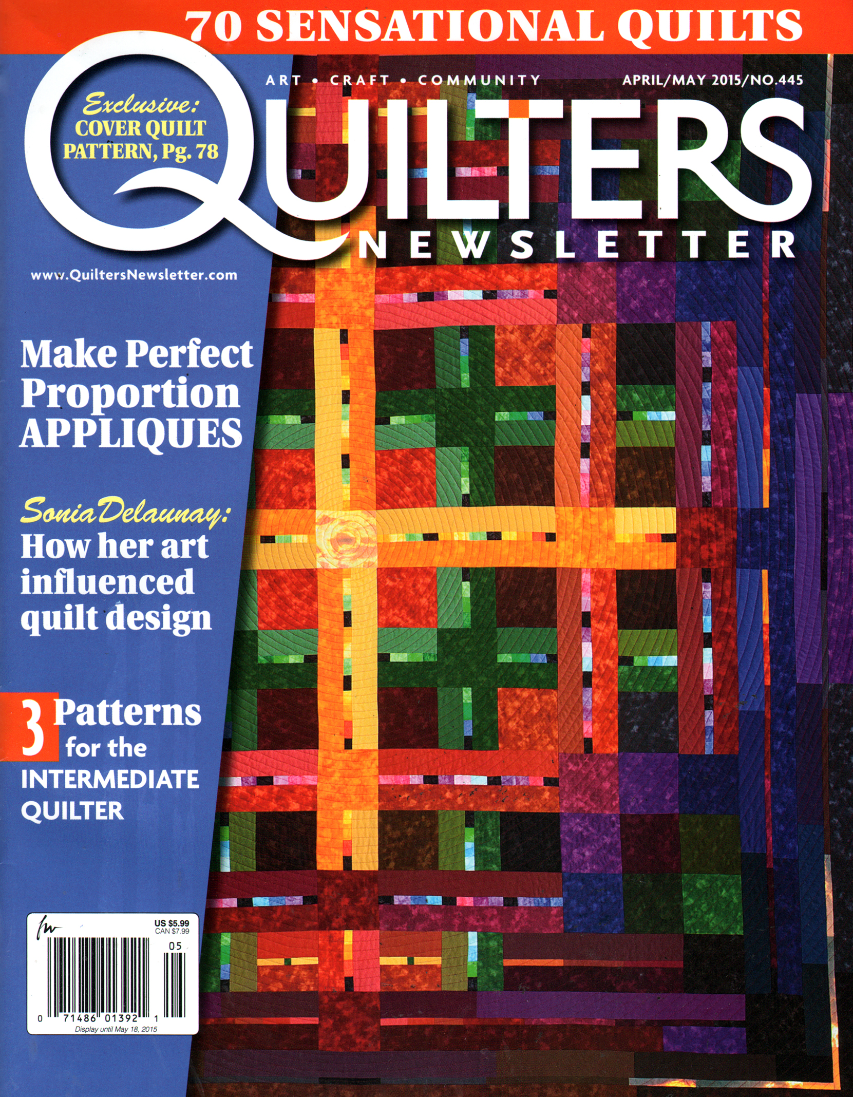Quilters-Newsletter April 01, 2015 Issue Cover