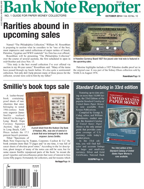 Bank-Note-Reporter October 01, 2014 Issue Cover
