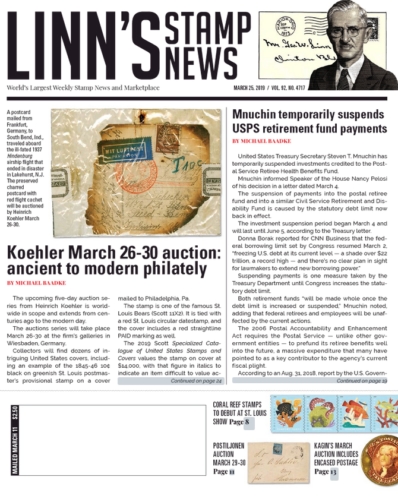 Linn's Stamp News Weekly March 25, 2019 Issue Cover