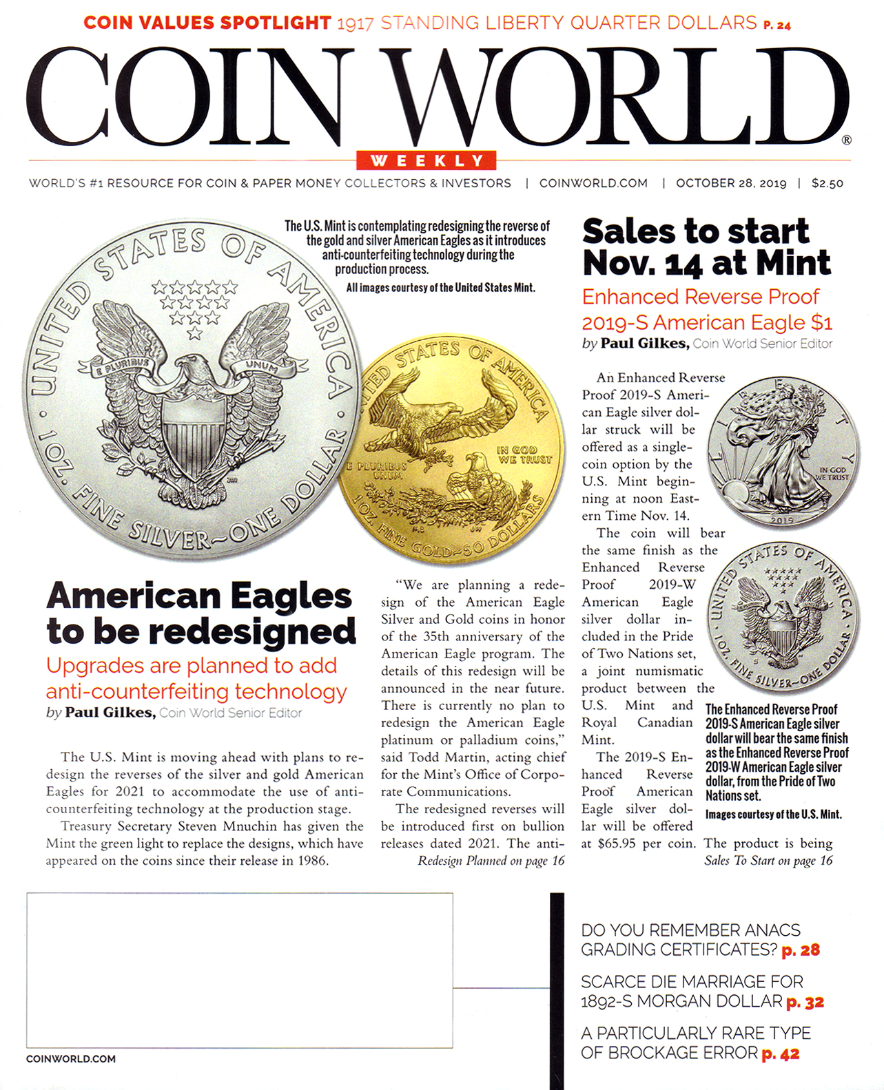 Coin-World-Weekly October 28, 2019 Issue Cover