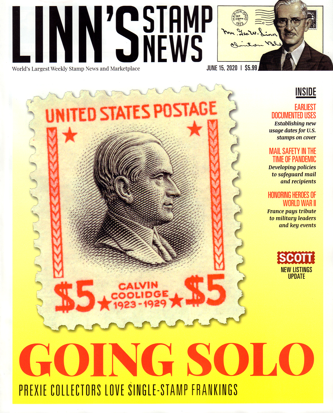 Linns-Stamp-News-Weekly June 15, 2020 Issue Cover